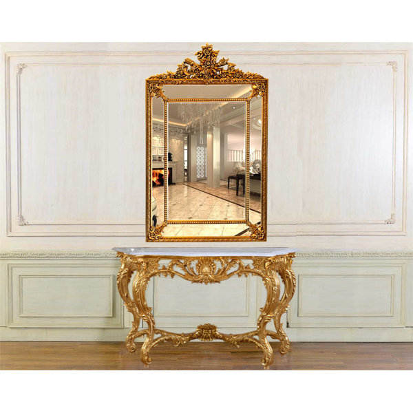 InfinityFurnitureImport Infinity Gold Console And Accent Mirror Set